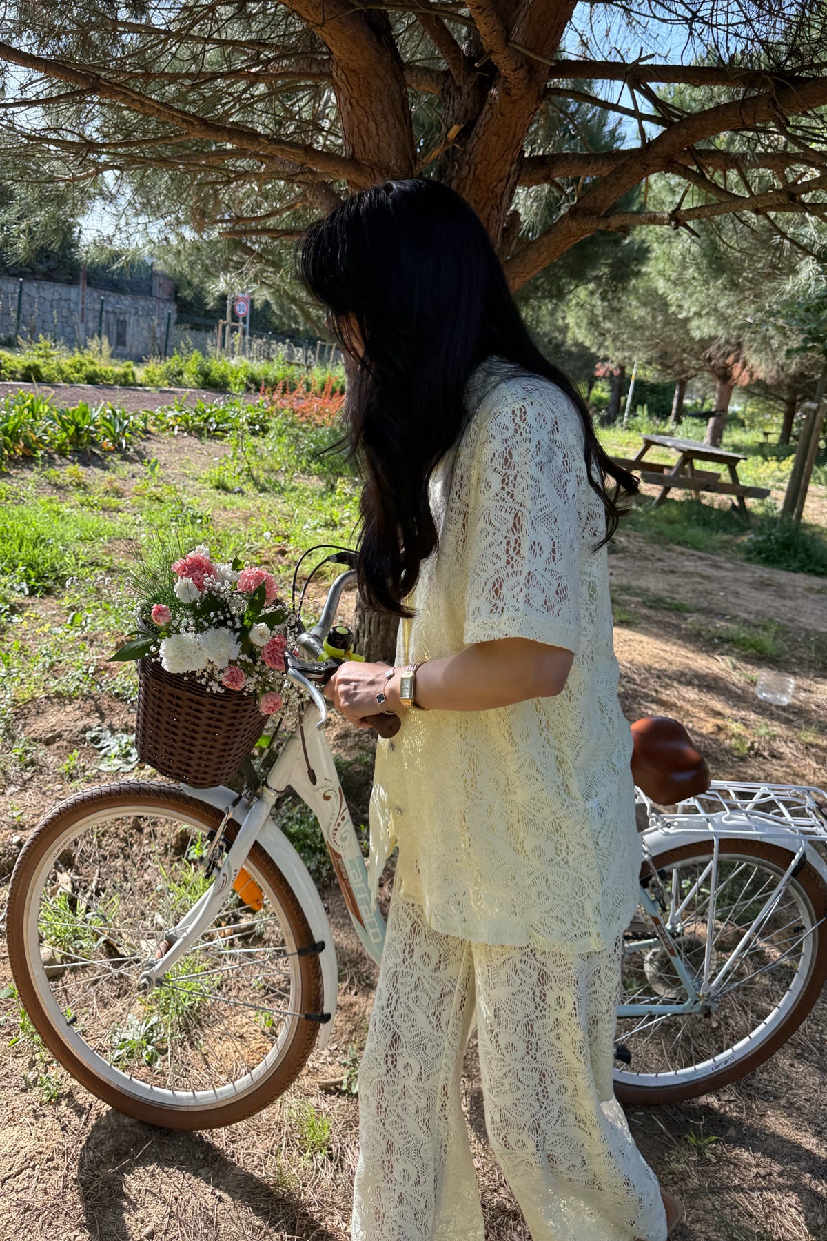 Sarı Dantelli Gömlek Pantolon Takım SY-3145-Sarı