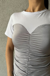 Gri Straplez Detaylı Bluz SY-1559-Gri