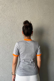 Gri 1968 Detaylı Marka Model Basic T-shırt SY-2069-Gri