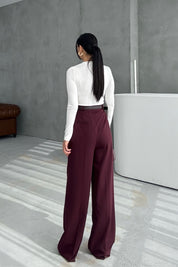 Mürdüm Premium Palazzo Pantolon SY-3454-Mürdüm
