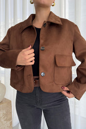 Taba Astarlı Kargo Cepli Süet Ceket SY-2548-Taba