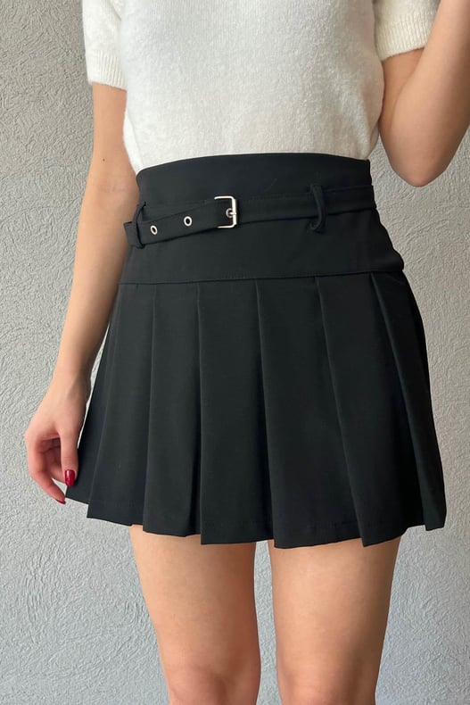 Siyah Universal Pileli Etek SY-2856-Siyah