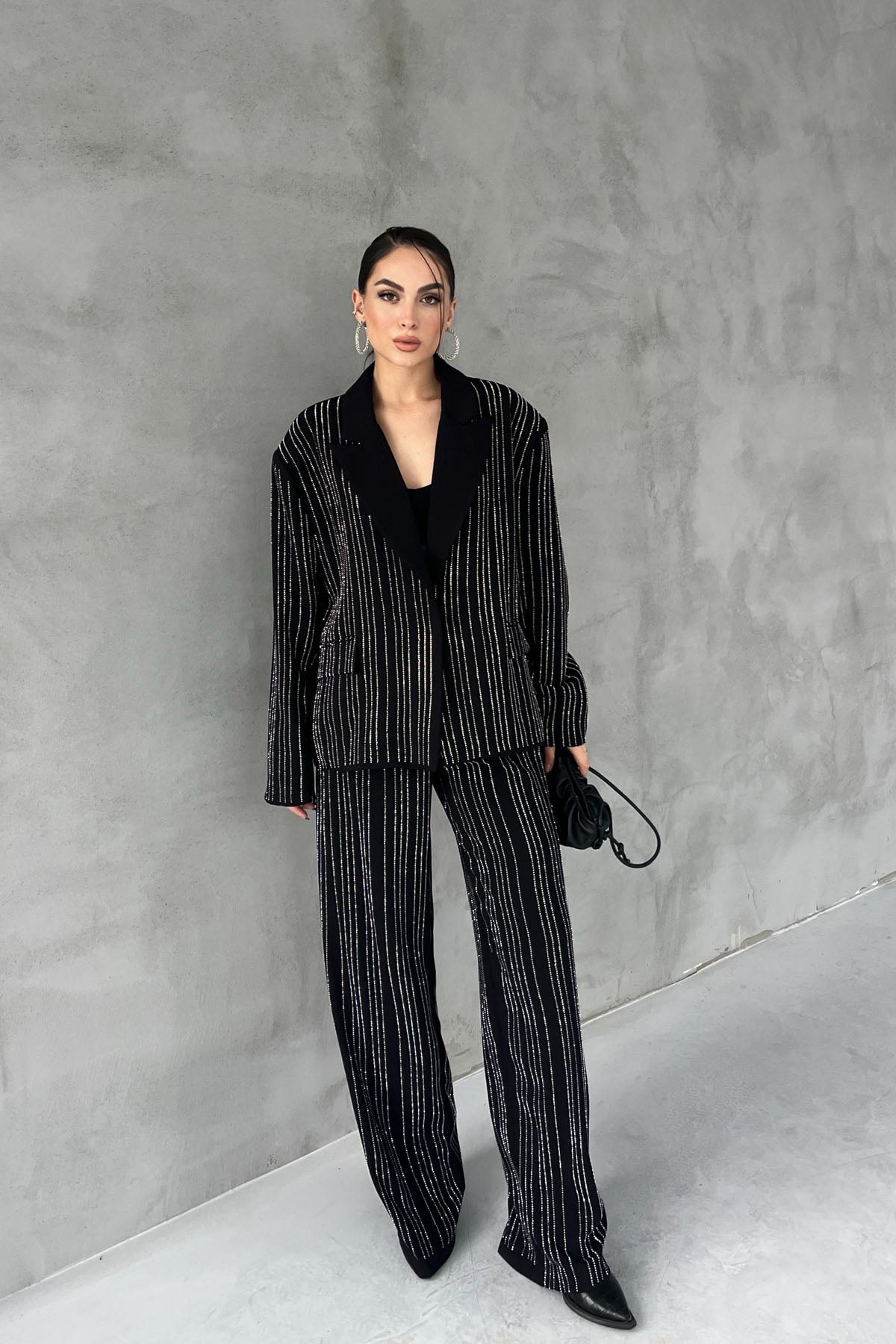 Siyah Taşlı Premium Pantolon SY-2755-Siyah