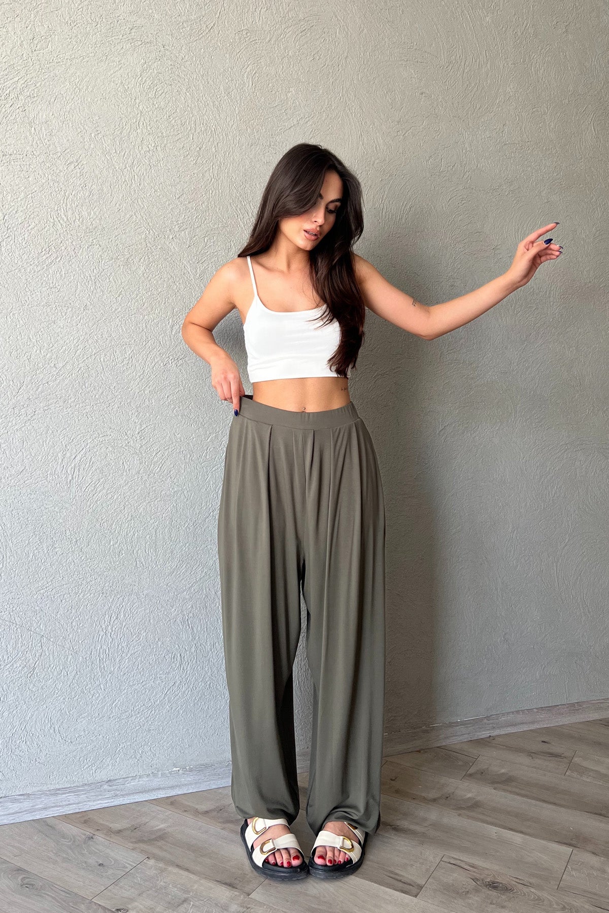 Haki Modal Nice Şalvar Pantolon SY-2221-Haki