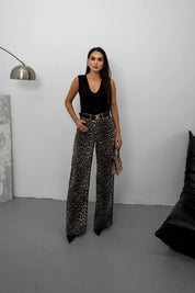 Pinterest Leopar Wide Leg Jean SY-3433-Leopar