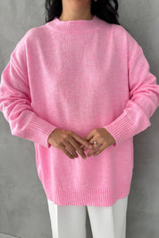 Pembe Bisiklet Yaka Lastikli Pinterest Triko Kazak SY-3368-Pembe