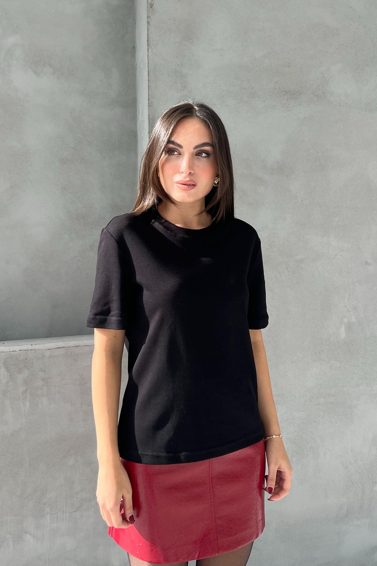 Siyah Kısa Kollu Basic T-shirt SY-2637-Siyah