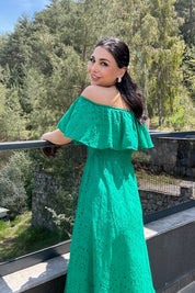 Yeşil Madonna Yaka Kemer Detaylı Fisto Elbise SY-1964-Yeşil