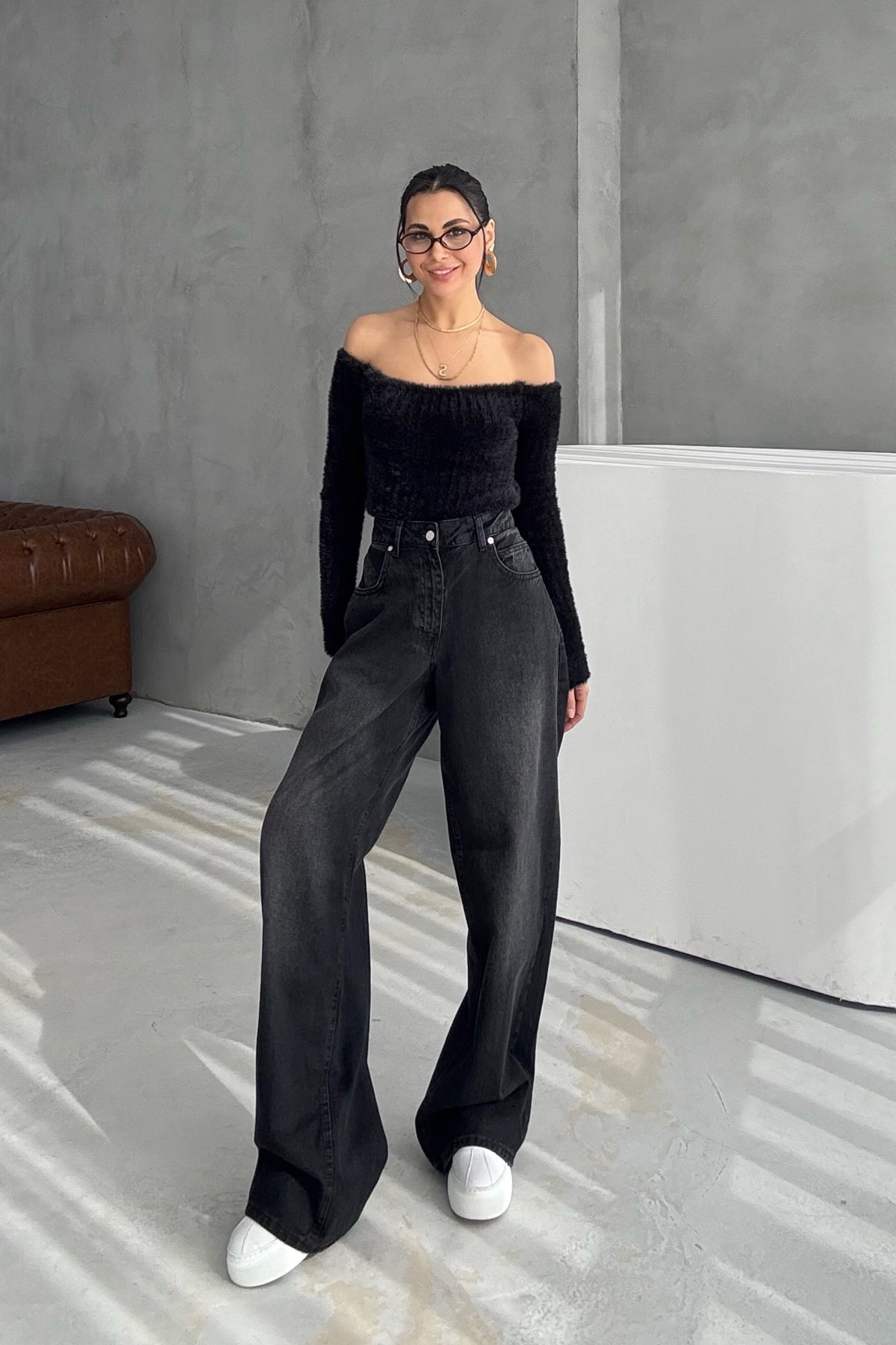 Siyah Kot Baggy Pantolon SY-3382-Siyah