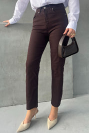 Acı Kahve Rennes Boy Fit Kesik Paça Jean SY-2713-Acı Kahve