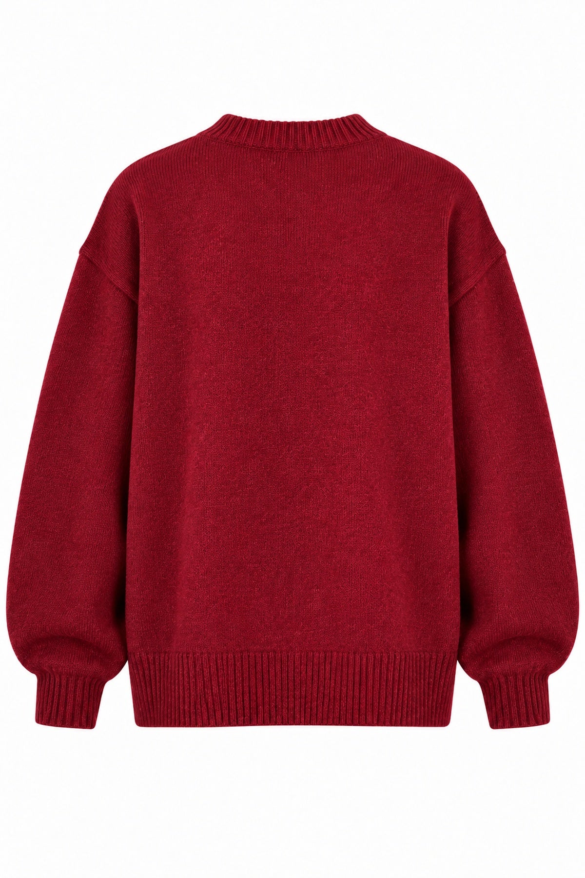 Bordo Teddy Bear Nakışlı Triko Kazak SY-2839-Bordo