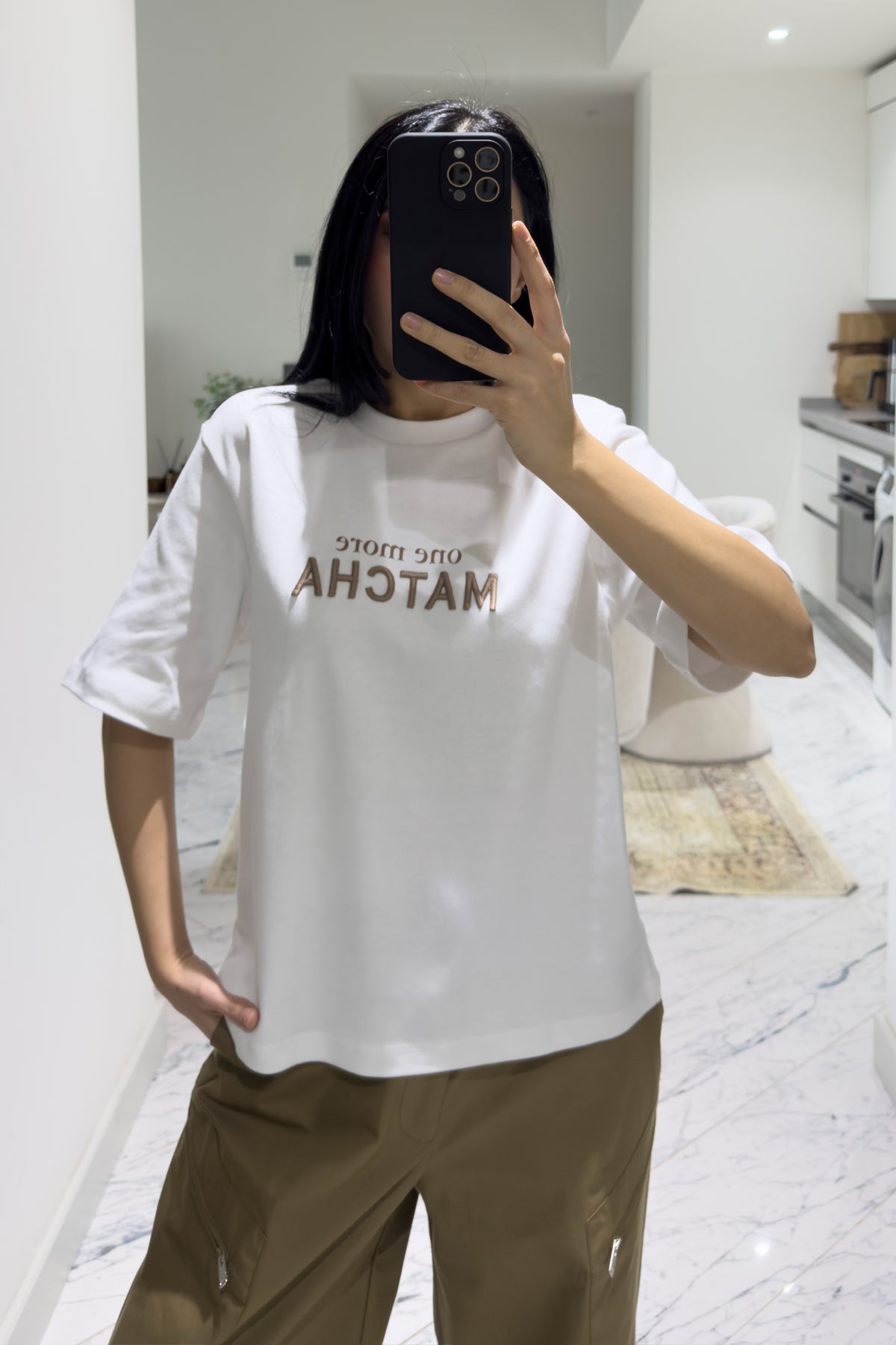 One More Matcha Yazılı Tişört SY-3607-Ekru