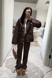 Kahve Puantiyeli Cepli Denim Ceket SY-3501-Puantiyeli