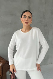 Beyaz Bisiklet Yaka Yumoş Triko Kazak SY-2889-Beyaz