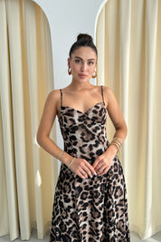 Leopar Desenli Göğüs Kulplu Elbise SY-3292-Leopar