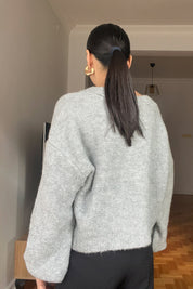 Antrasit Tasarım Kolları Nakışlı Kazak SY-2837-Antrasit