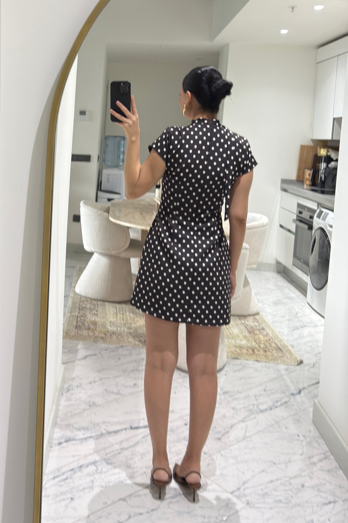 Kahve Puantiye Desenli İçi Şortlu Elbise SY-3633-Kahverengi