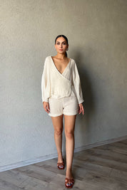 Naturel Şortlu Müslin Takım SY-2257-Naturel