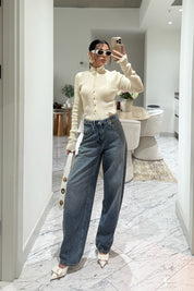 Mavi Yıkamalı Vintage Balon Jean SY-3517-Mavi