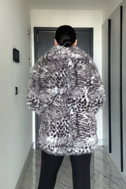 Siyah Beyaz Desenli Suni Kürk SY-3541-Beyaz