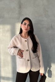 Bej Düğmeli Sakallı Kaşe Ceket SY-2731-Bej