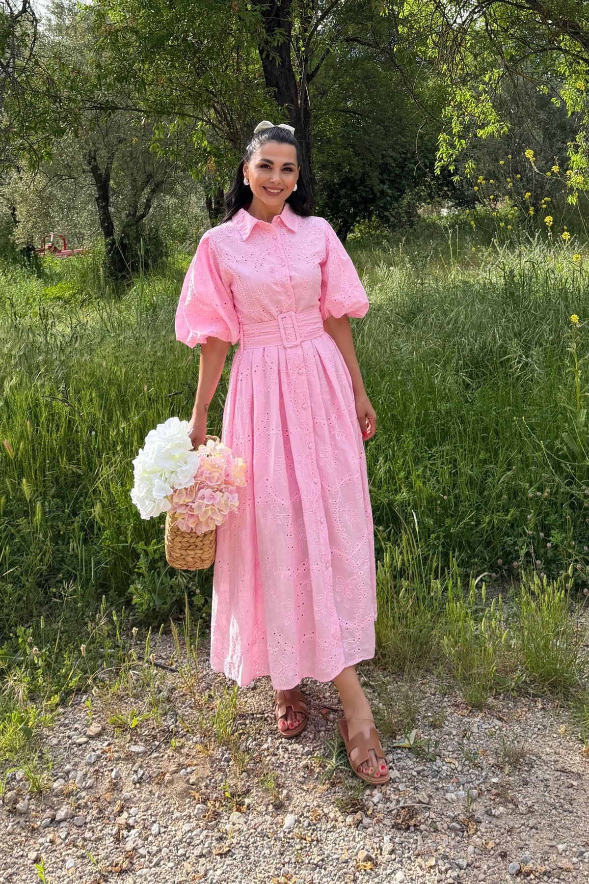 Princess Pink Balon Kol Elbise SY-3717-Pembe