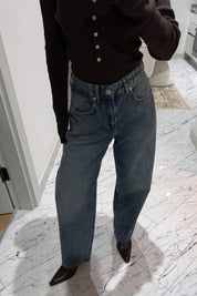 Mavi Yıkamalı Vintage Balon Jean SY-3517-Mavi