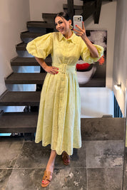 Princess Yellow Balon Kol Elbise SY-3717-Sarı