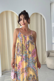 İp Askılı ZR Tasarım Çiçekli Elbise SY-3275-Çiçekli