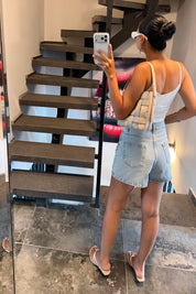 Taş İşlemeli Denim Şort SY-3775-Mavi