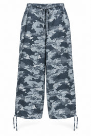 Kamuflaj Desenli Büzgü İpli Geniş Paça Pantolon SY-3863-Mavi