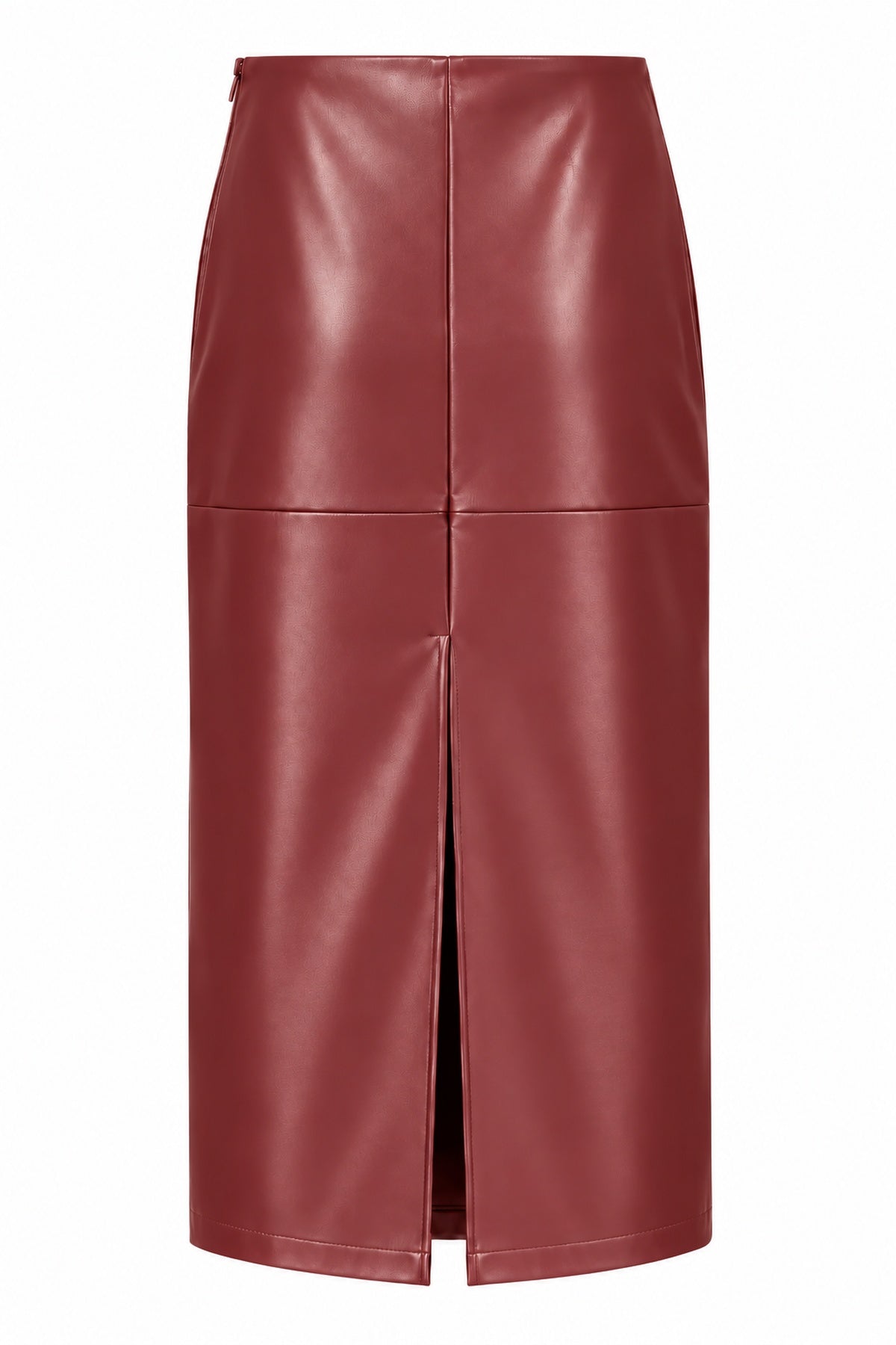 Deri Bordo Kalem Midi Etek SY-3893-Bordo