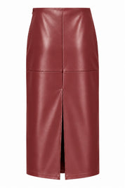 Deri Bordo Kalem Midi Etek SY-3893-Bordo