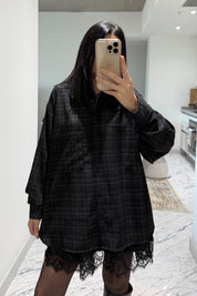 Siyah Ekose Rihanna Gömlek SY-3493-Siyah