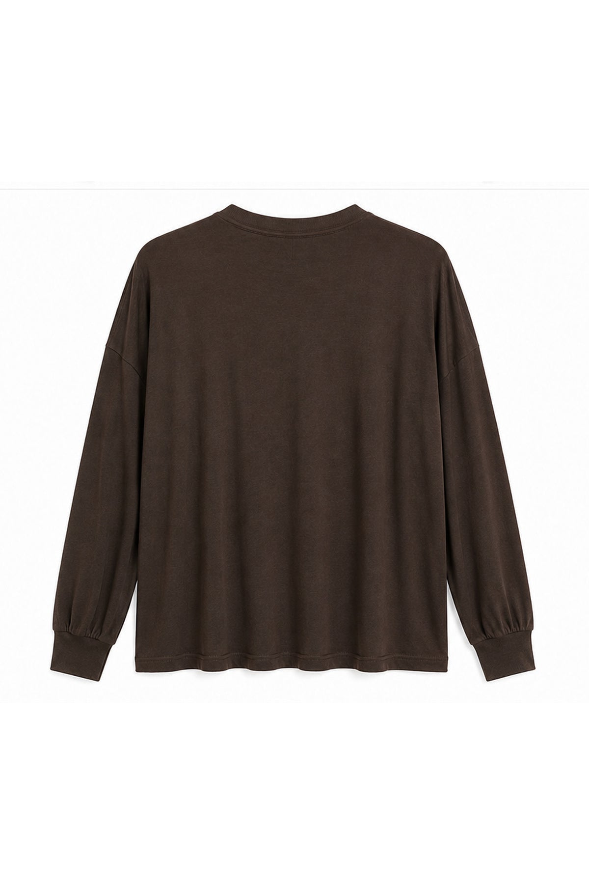 Kahverengi Amour Baskılı Oversize Uzun Kollu Tişört SY-3829-Kahverengi