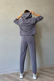 Antrasit Yumuşak Dokulu Sweatshirt ve Jogger Pantolon Takım SY-1020-Antrasit