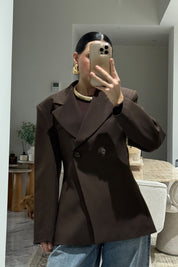 Kahve Belden Oturmalı Özel Üretim Ceket SY-3557-Kahverengi