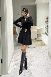 Toka Detaylı Yakalı Elbise Siyah SY-3623-Siyah