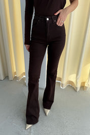 Kahverengi İspanyol Paça Jean SY-3477-Kahverengi