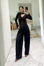 Viral Collection Barrel Çizgili SYA Jean SY-3676-Lacivert