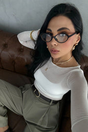 Kayık Yaka Kaşmir Ekru Transparan Body SY-3425-Ekru