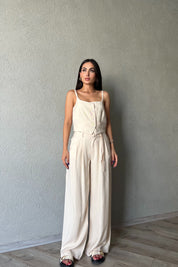 Taş Askı Detaylı Yelek Palazzo Pantolon Takım SY-2110-Taş