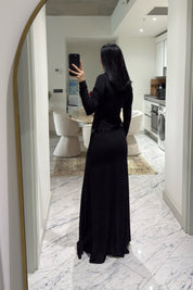 Siyah Kemer Detaylı Maxi Basic Elbise SY-3618-Siyah