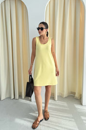 Butter yellow Modal Kısa Elbise SY-3208-Sarı