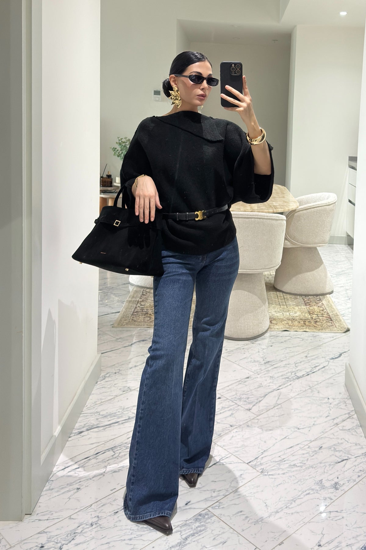 Siyah Yaka Detaylı Triko-Kazak SY-3613-Siyah