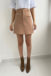 Camel Cep Detaylı Kısa Etek SY-0199-Camel
