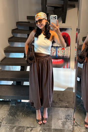 Kahverengi Beli Lastikli Şalvar Pantolon SY-3761-Kahverengi