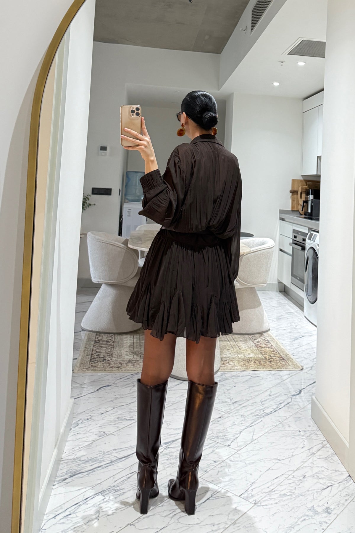 Kahverengi Kemer Detaylı Kitya Elbise SY-3559-Kahve