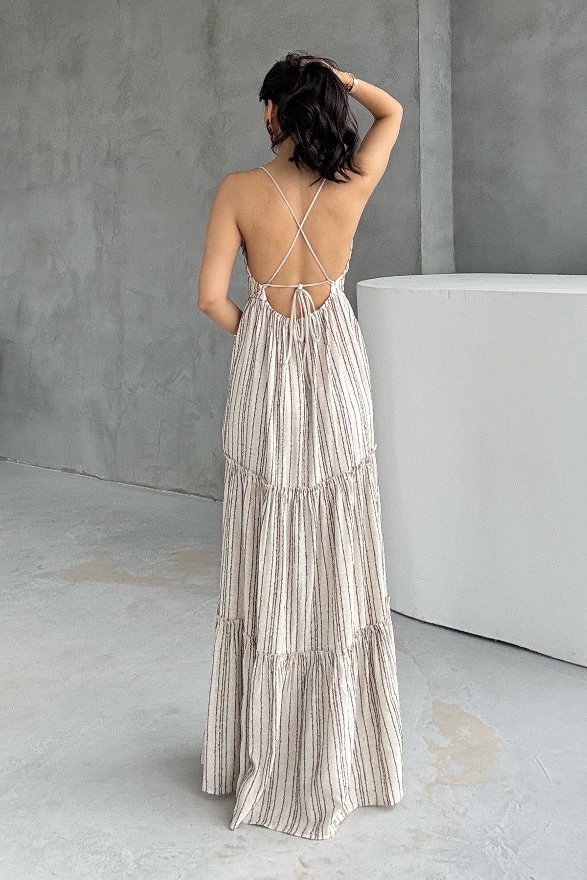 Kahve Boncuk Detaylı Elbise SY-3211-Kahve