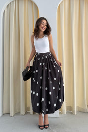 Siyah Puantiyeli Uzun Etek SY-3351-Siyah
